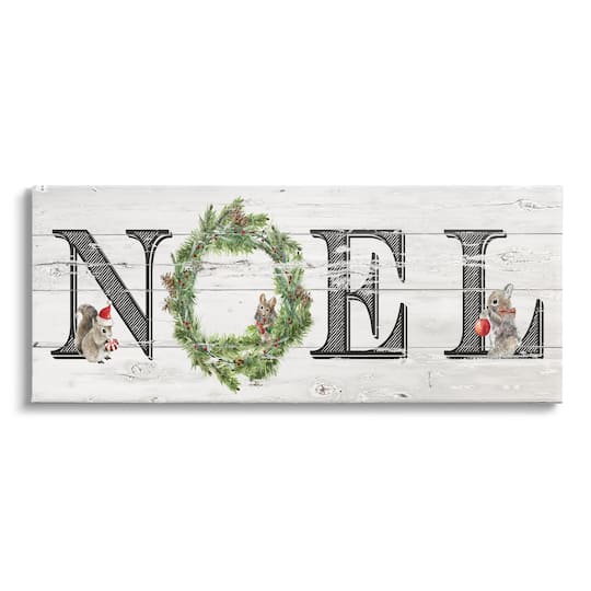 Stupell Industries Woodland Animal Noel Sign Canvas Wall Art